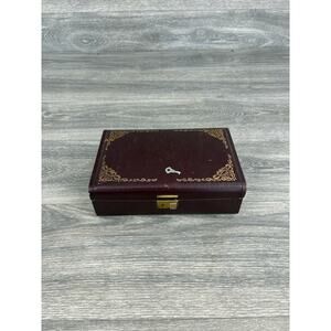 Vintage Farmington Red Telox MCM Jewelry Box Full Red Velvet Interior W/ Key
